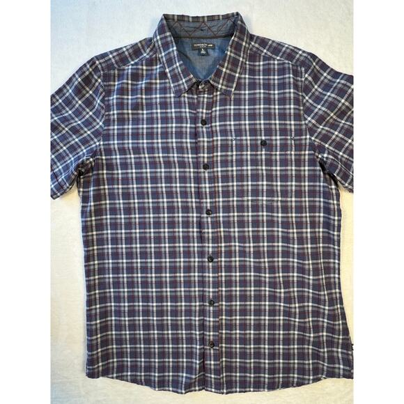 Toad & Co Men's Blue Plaid Shirt Short Sleeve Button Up Size L - Picture 2 of 6